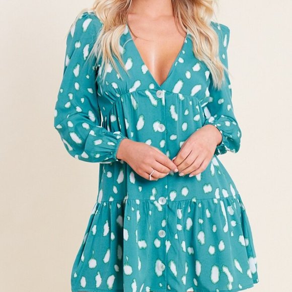 PRINT HEM MINI DRESS - Picture 1 of 2